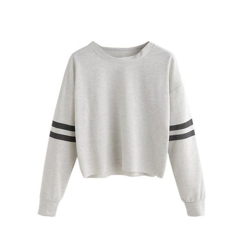 Striped Sleeves Grey Crop Top by Altaes Design