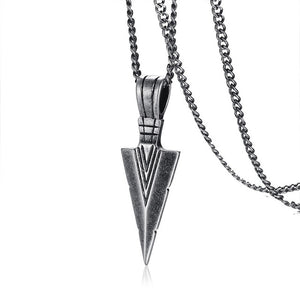 Vintage Stainless Steel Spearhead Pendant Necklace