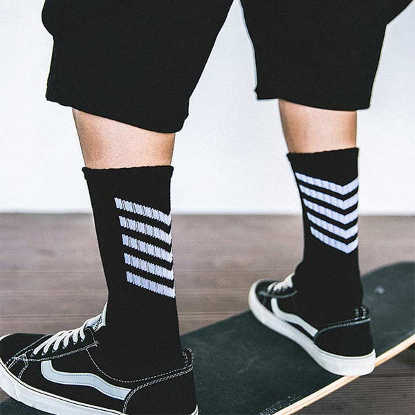 Striped Crew High Socks