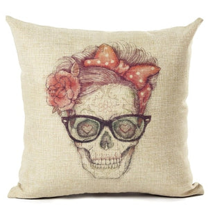 Skull Print Cushion Cover