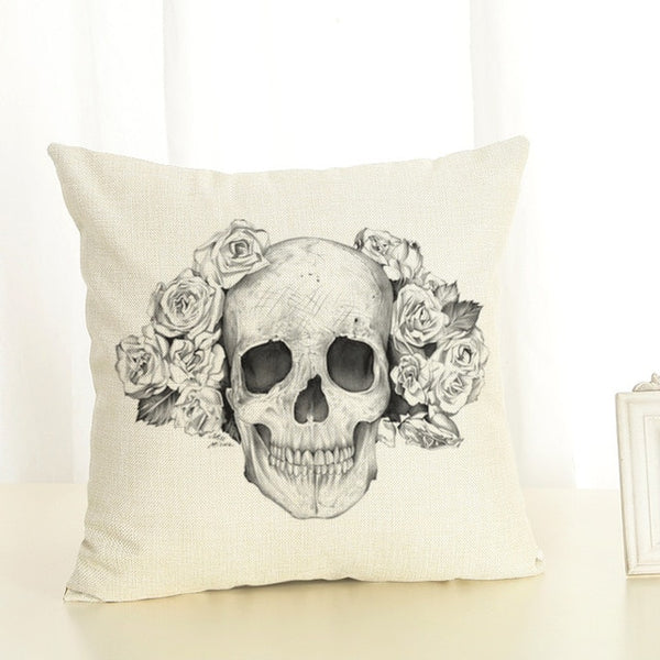 Skull Print Cushion Cover