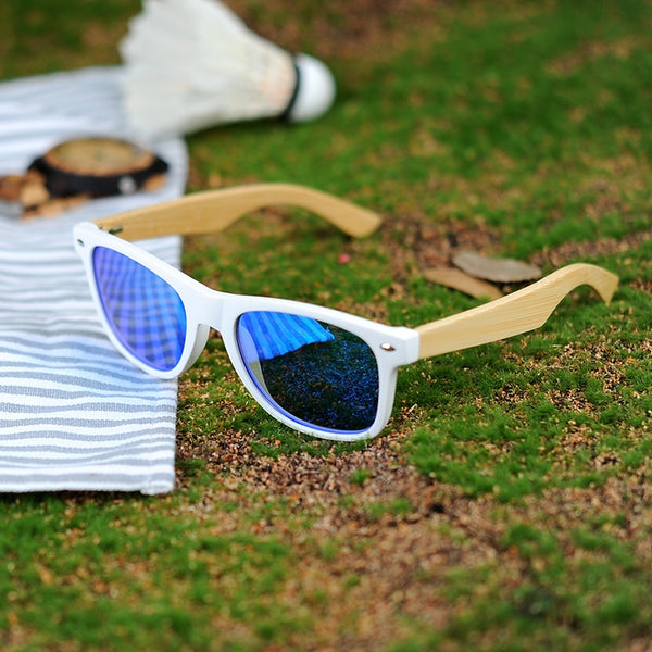 Polarized White Bamboo Sunglasses