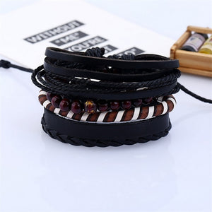 Multilayer Leather Bead and Hemp Bracelet